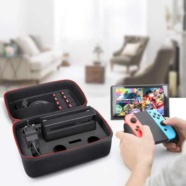 Etui til NS Switch/Switch OLED (sort) - Deluxe Hard Shell Carrying Case til Switch-konsol, Switch