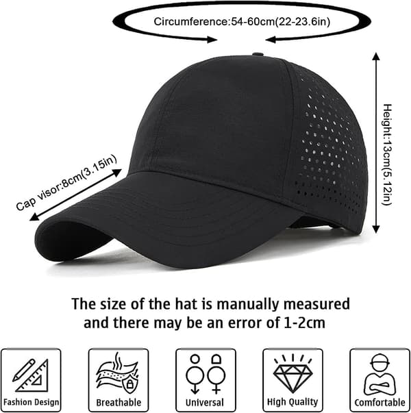 Herr Quick Dry Baseball Cap, Unisex Sportkeps - Fällbar Mesh S