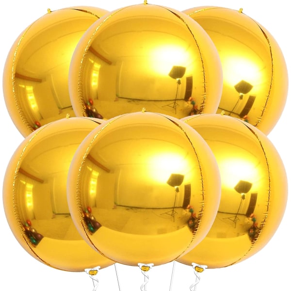 6 stk kæmpe folieballoner til fødselsdag 22 tommer 4D rund kugle Ros