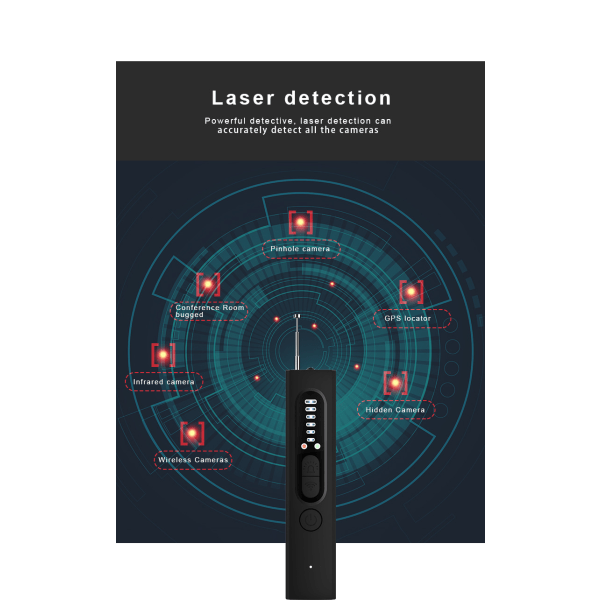 RF-detektor for skjulte kameraer, bug-detektor, anti-spion