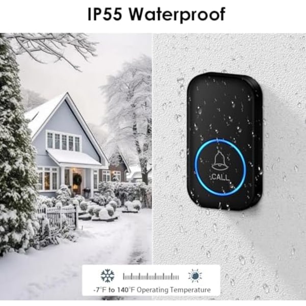 Pårørende-Pager, Trådløs Kaldeknap 1000+ Fod, SOS Alarm Sygeplejerskeopkald Ældre Fald Hjælpesystem til Patient/Handicappede Mon