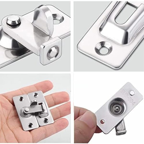 (4,4×4×1cm) 90 Graders Skyve Lås Dør Lås, Rustfritt Stål Høyre Vinkel Sikkerhetsvinkel Lås Dør Folding Spenne for Slid