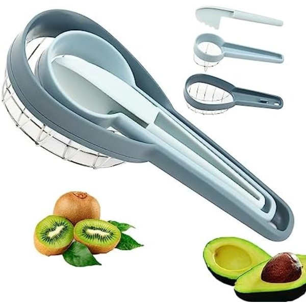 Avocado Skærer Kiwi Skærer, 3 i 1 Rustfrit Stål Avocado Kiwi Terning og Skaller Værktøj, Frugt Skaller til Avocado og