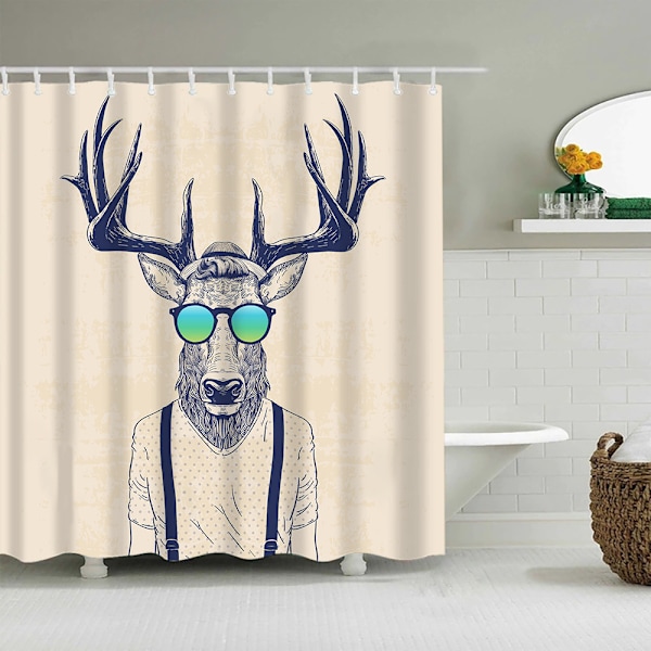 Blå Drøm Bruseforhæng (180cm * 180cm Hjortetræ), Funky