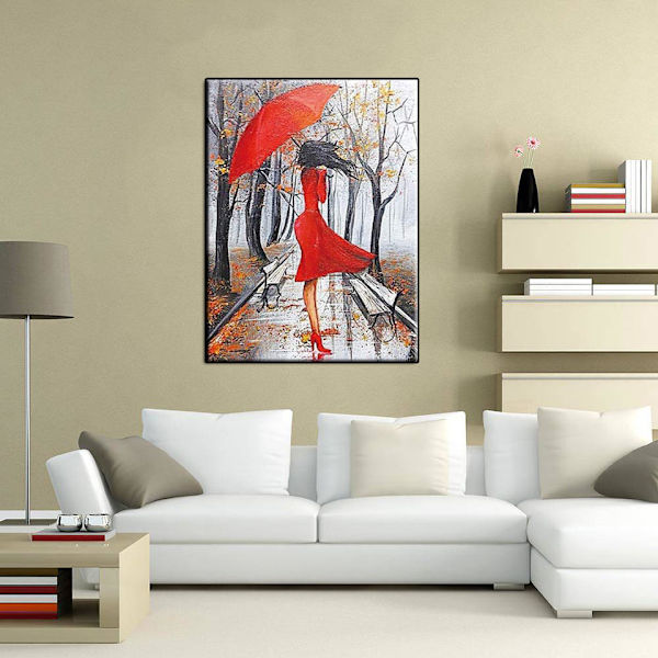 MH-(30x40cm)5d Diy Timanttimaalaus Ristipisto Nainen Punainen