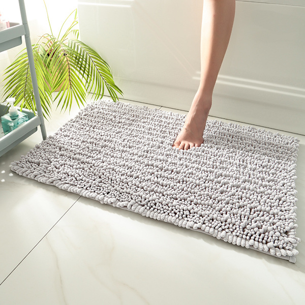 Kylpyhuoneen Matto - Super Pehmeä Plush Kylpyhuoneen Suihkumatto, Chenille Mikrokuitu Materiaali, Super Imeytyvä Gray