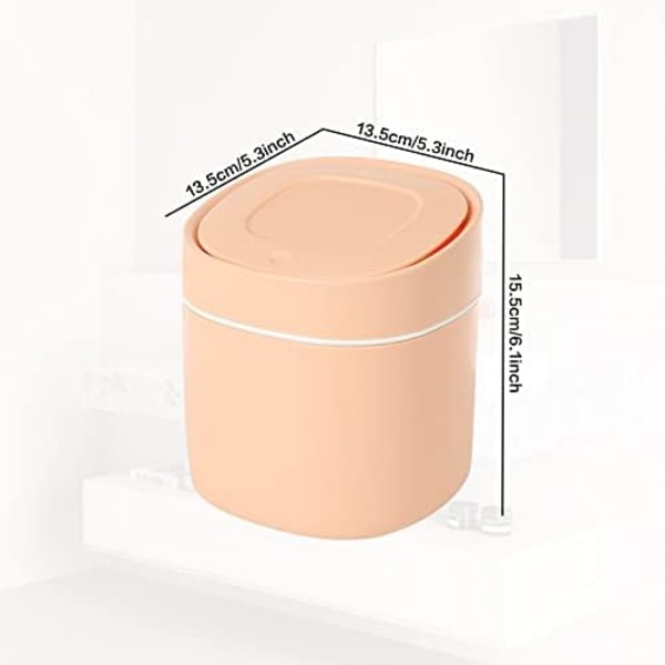 13x15cm Mini Bordssopbehållare med Lock Liten Soppåse för Sovrum Badrum Kökskontor Sovrum, Rosa