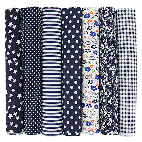 (Sort Tone) Sæt med 7 stk 50 x 50 cm Patchwork Bomuldsstof DIY Han