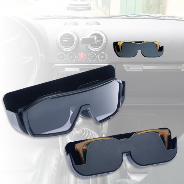 Bilbrilleholder - Selvklæbende solbrilleopbevaringsholder med filtpolstring til bilbriller