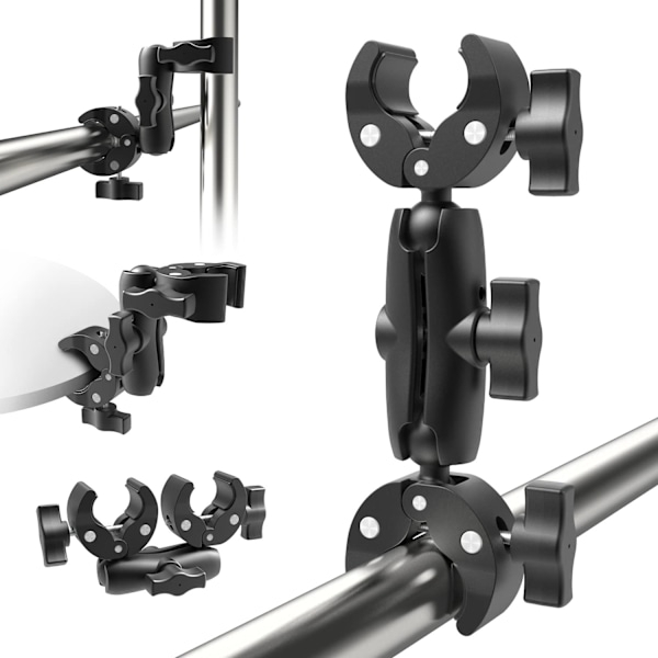 Dubbel Super Clamp Fäste Paraplyklämma Kameraklämma Stångklämma för Monitorfäste Magic Socket Arm Skrivbord Fotostudio L
