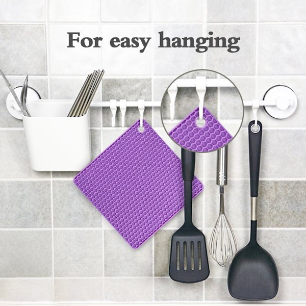 Silikon Trivet Matter - Varmeputer Skedestativ Multifunksjonell Trivet for Varme Retter Varmebestandig Matkvalitet Silikon Sett av