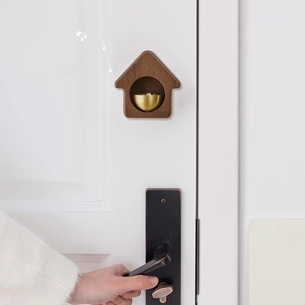 Liten Dörrklocka, Dörrklocka | Magnetisk Butiksklocka i Trä med Mässingsklocka, Japanska Vindspel, Handknuten Dörrprydnad för Butik
