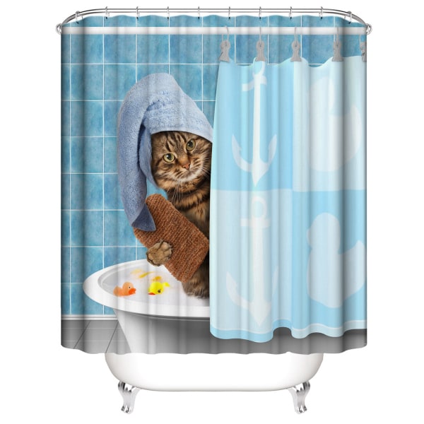 Animal Shower Curtain 150*180cm（CAT）, Cat Shower Curtain Waterpro