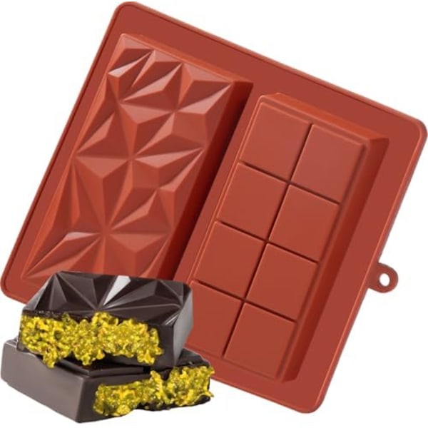 Chokladform för Chokladkaka med Pistage, Djup Dubai 1 Tum, Tjock Silikonform för Fylld Chokladkaka, Stor Chokladform