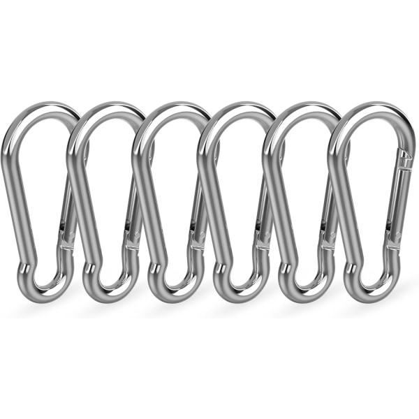 Set of 6 M8 Carabiners - Carabiner Hooks with Spring Closure - Lo