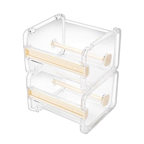 2-pack transparent kontorstejpdispenser, tejpskärare,