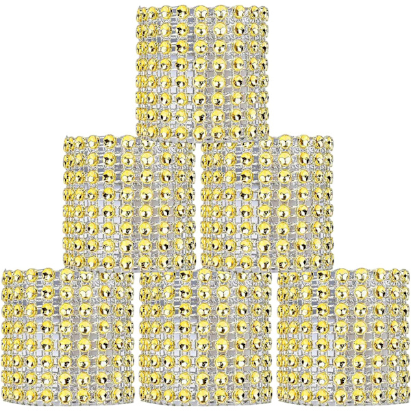 (Gull) Serviettring Sølv Rhinestone Bånd Bling Pynt for Vi
