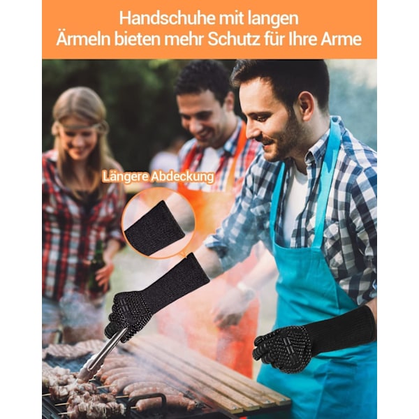 Grillhandsker, varmebestandige ovnvanter, varmebestandige skridsikre køkkenhandsker, grill, gr Black