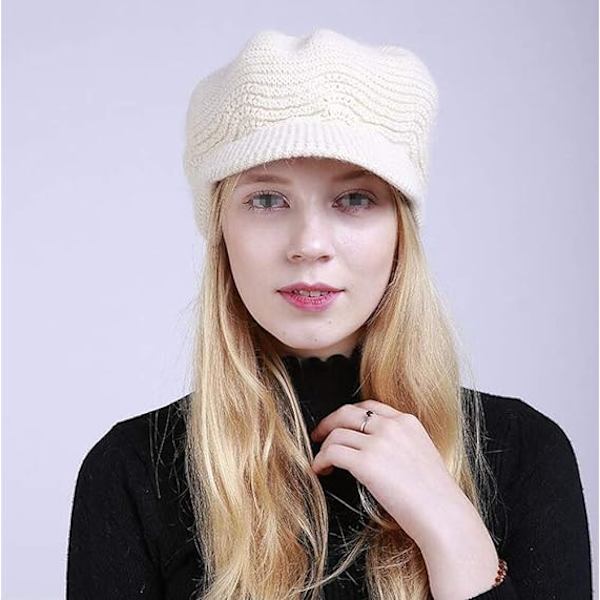 1 x Myk strikket beret for kvinner med hodeskallevisir