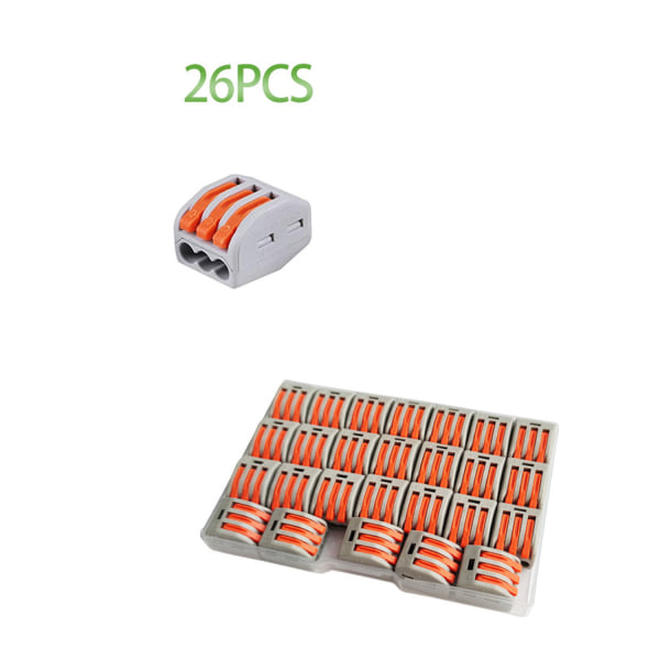 26 Pack Quick Connect-terminaler med håndtag, elektriske kabelklemmer, kabelsko, breakout-stik,
