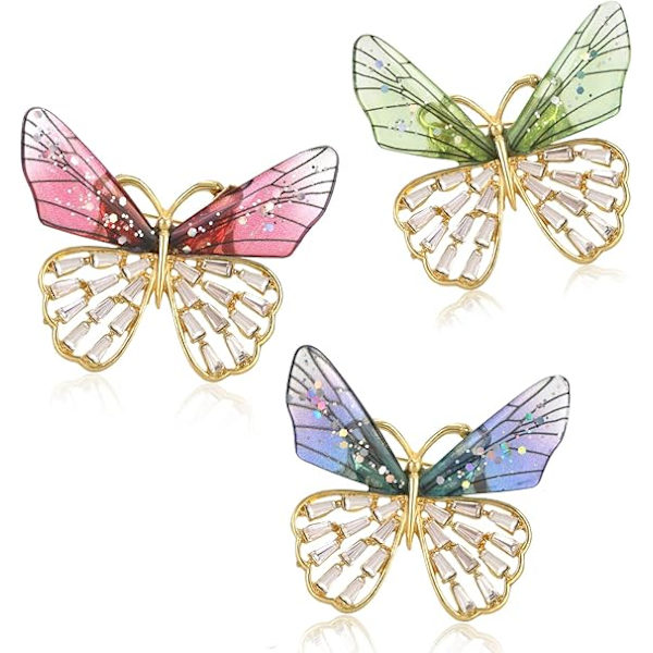 (3 stk.) Libelle Broscher til kvinder, Multicolor Legering Libelle Stil Pin Krystal Brosche Smykker f