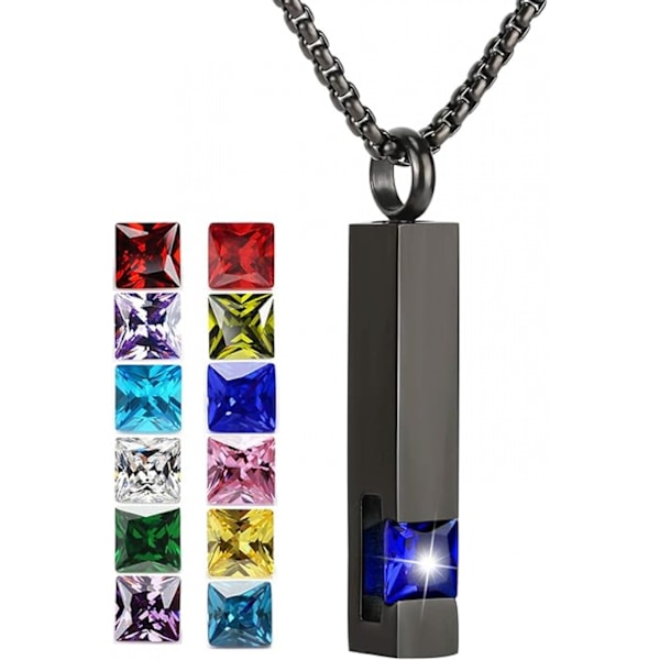 Urna halsband för aska Födelse sten kub urnor för mänsklig aska minnes kremering urna medaljong Keep Sapphire