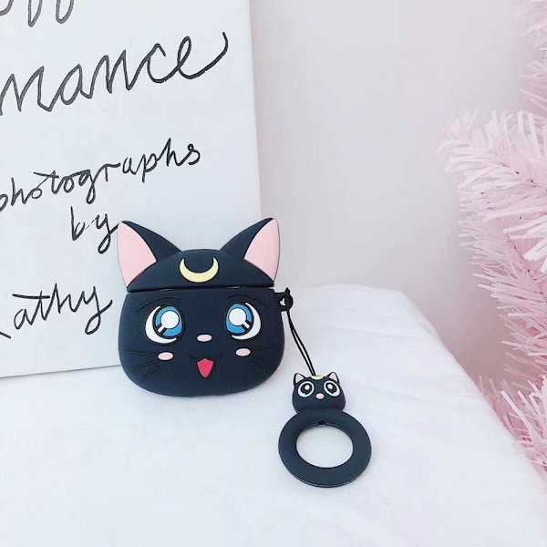 Katt AirPods 2&1 Fodral, Tjockt Mjukt Silikon Bärbart Stötsäkert