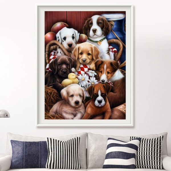 30x40cm Kit#C 5D DIY Diamantmaleri, Hunde Diamond Painting,