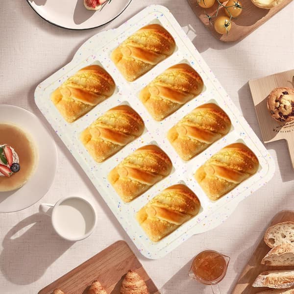 stk Mini Silikone Kageform, 8 Hulrum Mini Rektangulær Kageform, Mini Brownie Form, Lille Non-Stick Kageform til Brød, Brownies, Chokolade,