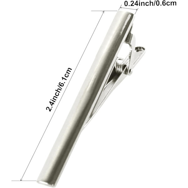 6,1×0,6×6,1cm 2 st slips för män Silver 2,4 tum, slipsklämma stift klämma slipsklämma set för klassiska slipsar N