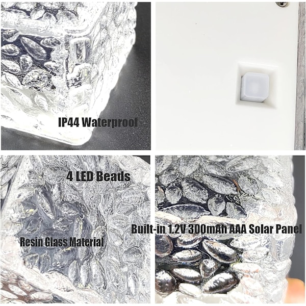 7 x 7 x 5 cm 4-pack vita solcellslampor i PVC med kallt vitt ljus