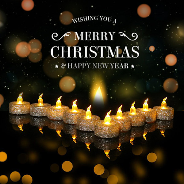 Silver Flameless Votive Candles, Set of 12 Batteridriven Flimrande LED-värmeljus för Bröllop Ce