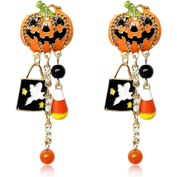 Halloween-Øredobber for Kvinner - Gresskar og Spøkelse - Hengeøreringer - Gotiske Krystall-Gresskar-Kvaster - Hengeøreringer for Halloween-Kostyme