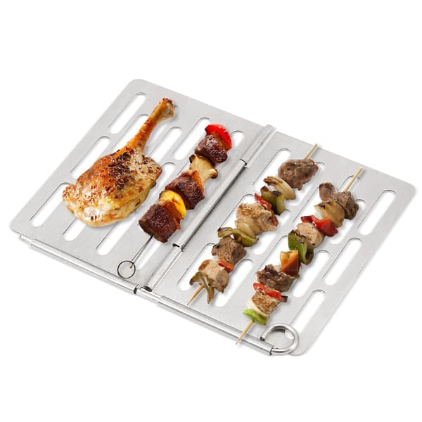 Sammenklappelig og nem at bære rustfrit stål brandgrill BBQ jernplade til grillnet mini letvægts kompakt