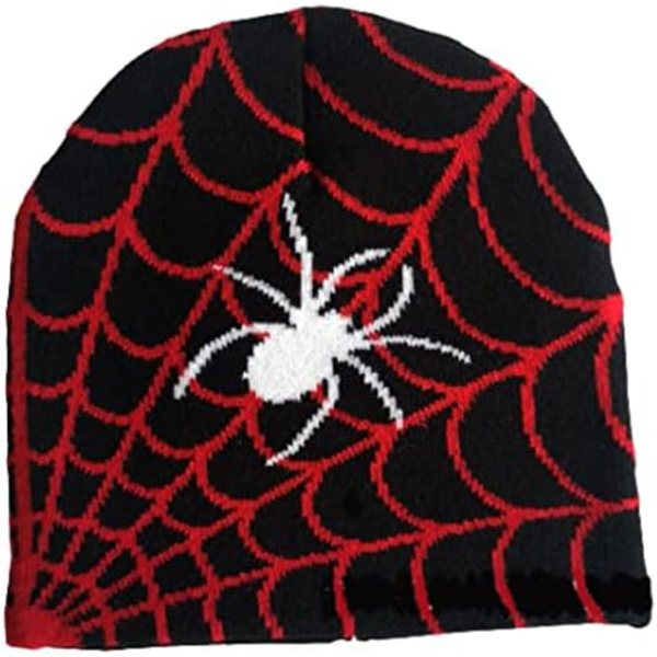 Hatt med edderkoppmønster i ull og akryl, strikket lue for kvinner, vintervarm beanie, casual skullies for menn, utendørs...