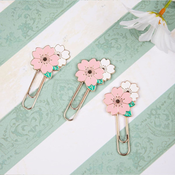 3 st Sakura Pappersklämmor, Söt Färgglad Sakura Pappersklämma