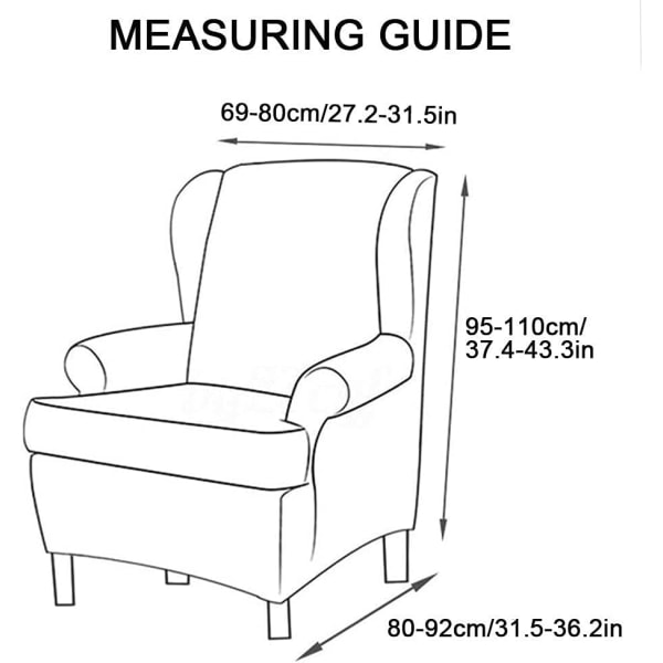 Stretch Wingback Stoltrekk Lenestoltrekk med T-Putetrekk, Trykt Sklisikker Lenestoltrekk, f