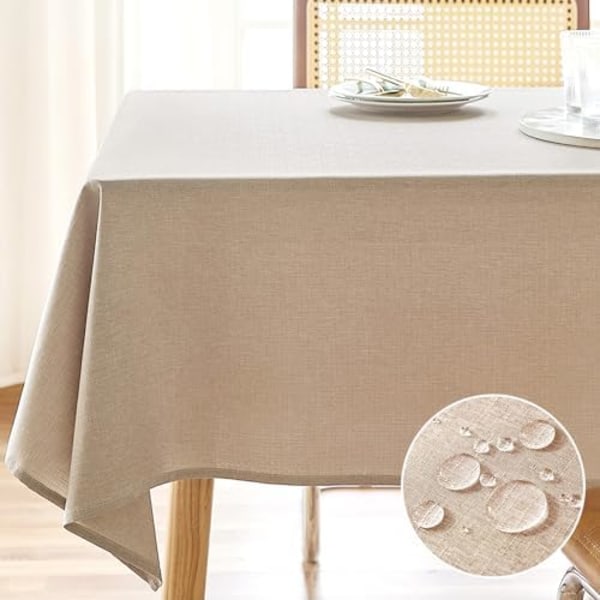 Texturerad Linneduk Rektangel 135*180cm Vattentät Spill-Proof Torkbar Duk Rynkfri Linne Utomhus Tab