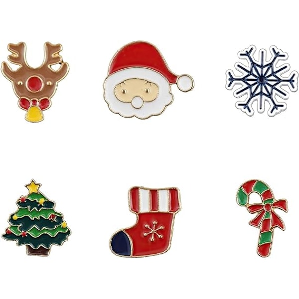 6 stk. julepins til damer - juleemaljepins til gaver