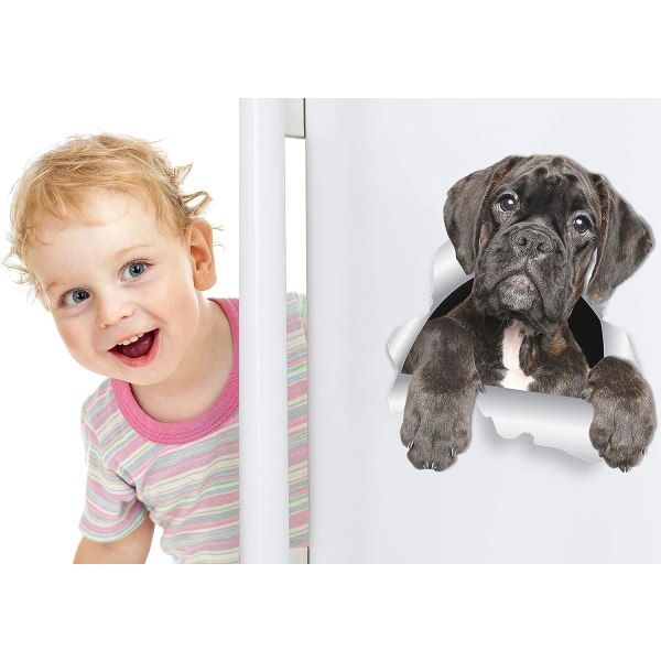 Adorable Boxer Dog Set of 2 3D Wall Stickers for Walls, Cars