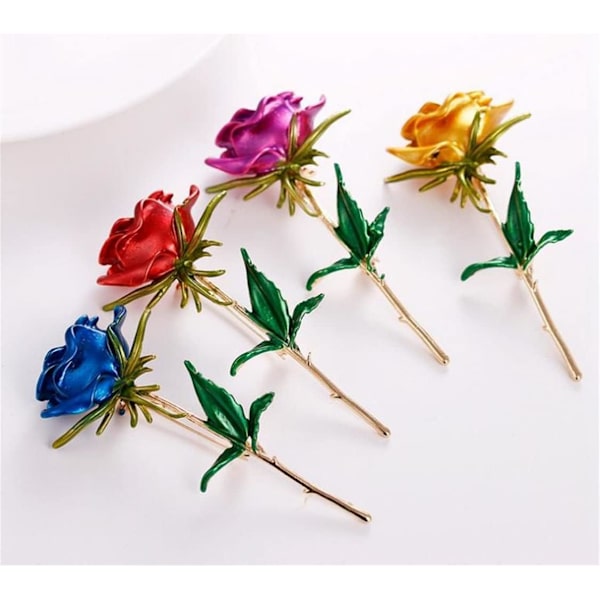 1 st Classic Emalj Rosblomm Brosch för Kvinnor Legering Rosblomm Bröllop Kontor Casual Brosch Nål Mode Lyx