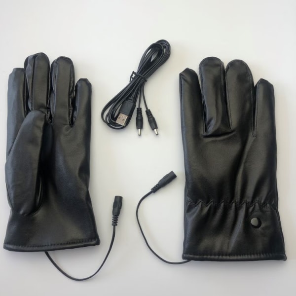 USB-opvarmede læderhandsker til mænd og kvinder, vinteropvarmet vante