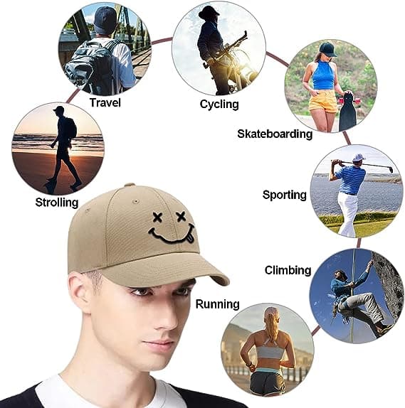 Khaki Baseball Cap, Bomull Anti-Sun Baseball Cap med Brodert