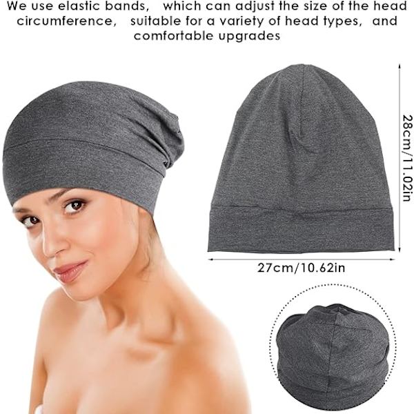 Sidenattmössa, 2 stycken, mjuka hårinpackningar, satin-fodrad justerbar turbanhatt, sjuksköterskehatt, för medium