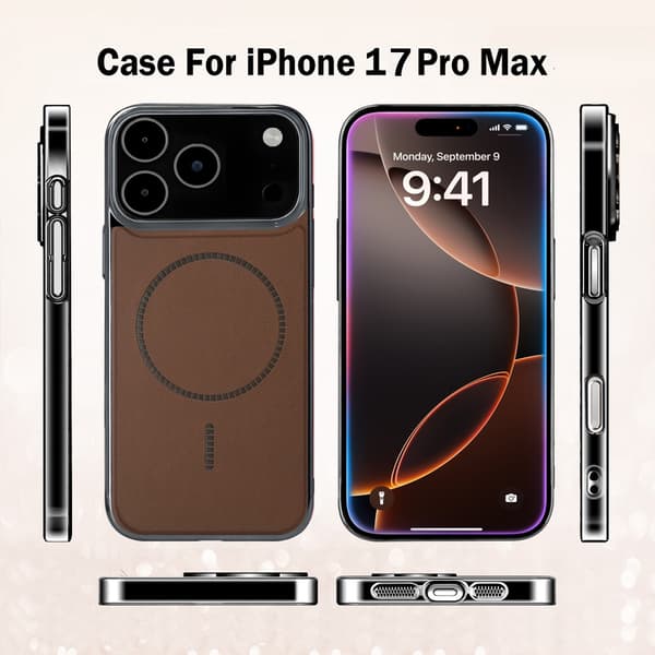 Telefondeksel til iPhone 17 Pro Max Hybrid Støtsikkert Magnetisk Robust Brown