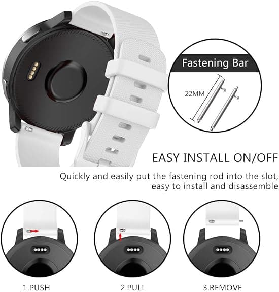 Rem til Garmin Vivoactive 4/Forerunner 255/265, 22mm Silikone Quick Release Erstatningsrem White