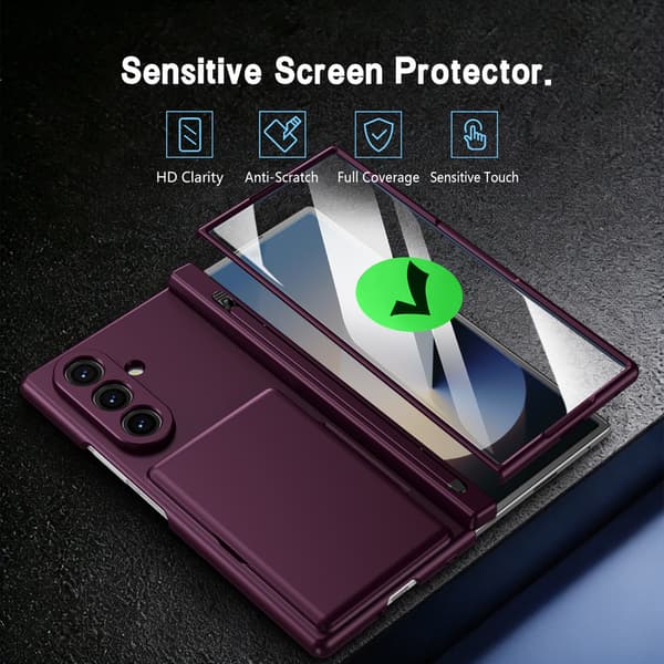 Telefonfodral för Samsung Galaxy Z Fold 7 Stöd Hinge Skydd Plånbok Stötsäker Robust Purple