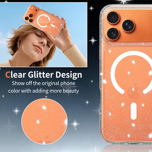 Telefondeksel til iPhone 17 Pro Max Hybrid Magnetisk Glitter Støtsikkert Black