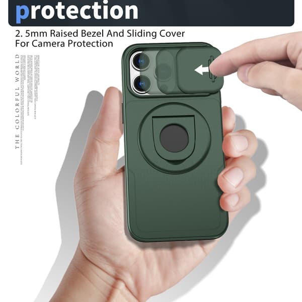 Telefondeksel til iPhone 16 Pro Max Støtteben Støtsikkert Magnetisk Robust Green