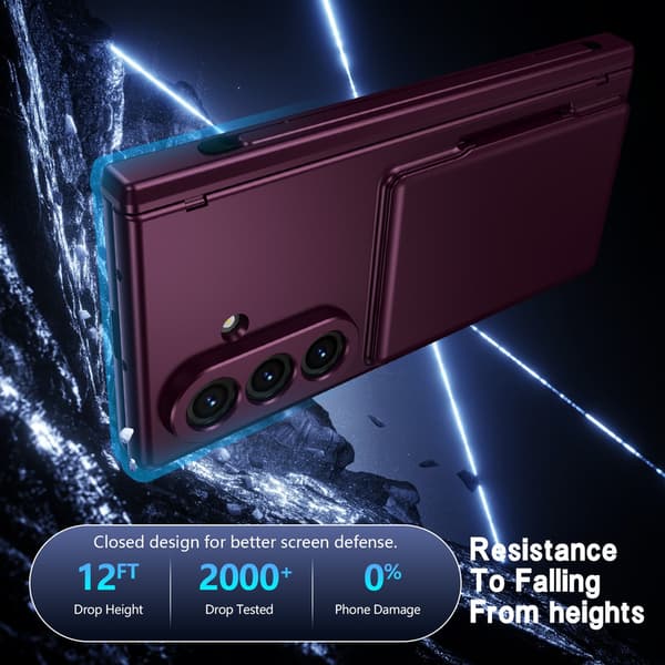 Telefonfodral för Samsung Galaxy Z Fold 7 Stöd Hinge Skydd Plånbok Stötsäker Robust Purple
